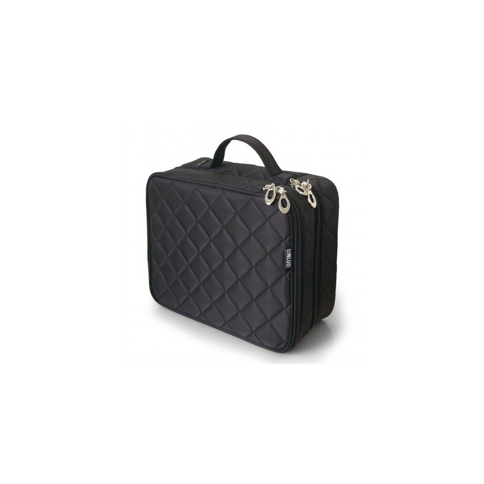 Black High Womens Cosmetic Bag Large Capacity Makeup Bag Portable Double Layer Travel Beautician Organizer Cosmetics Box