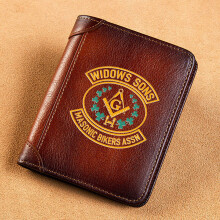 High Leather Wallet Widows Sons Masonic Bikers Assn Printing Standard Purse BK091