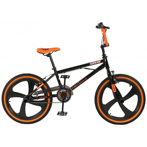 Zombie Slackjaw Kids Unisex Freestyle BMX Single Speed, 20in MAG Wheels, Black/Orange - Z3201003