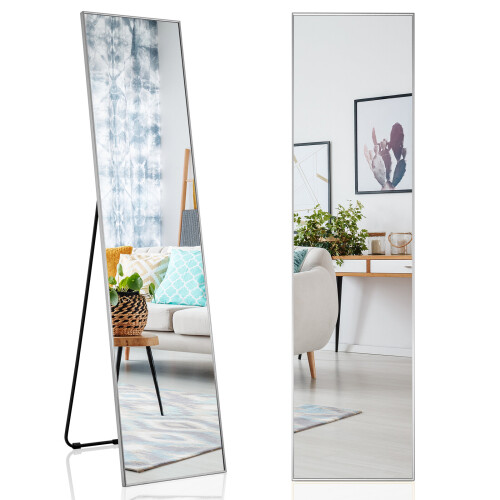 Costway Full Length Mirror Rectangular Dressing Mirror Standing Wall-mounted