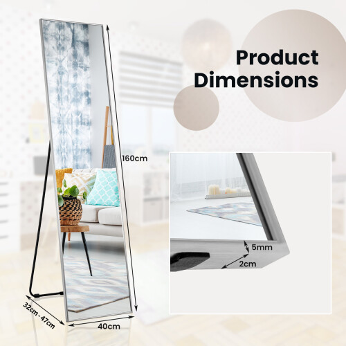 Costway Full Length Mirror Rectangular Dressing Mirror Standing Wall-mounted 1