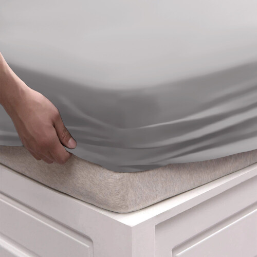(Double (137 x 190 cm), Grey) Bed Fitted Sheets Single Double King Super King UK 2