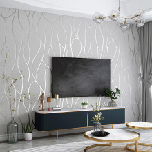 Silver Grey Non-Woven Embossed Geometric Wallpaper Roll 9.5M