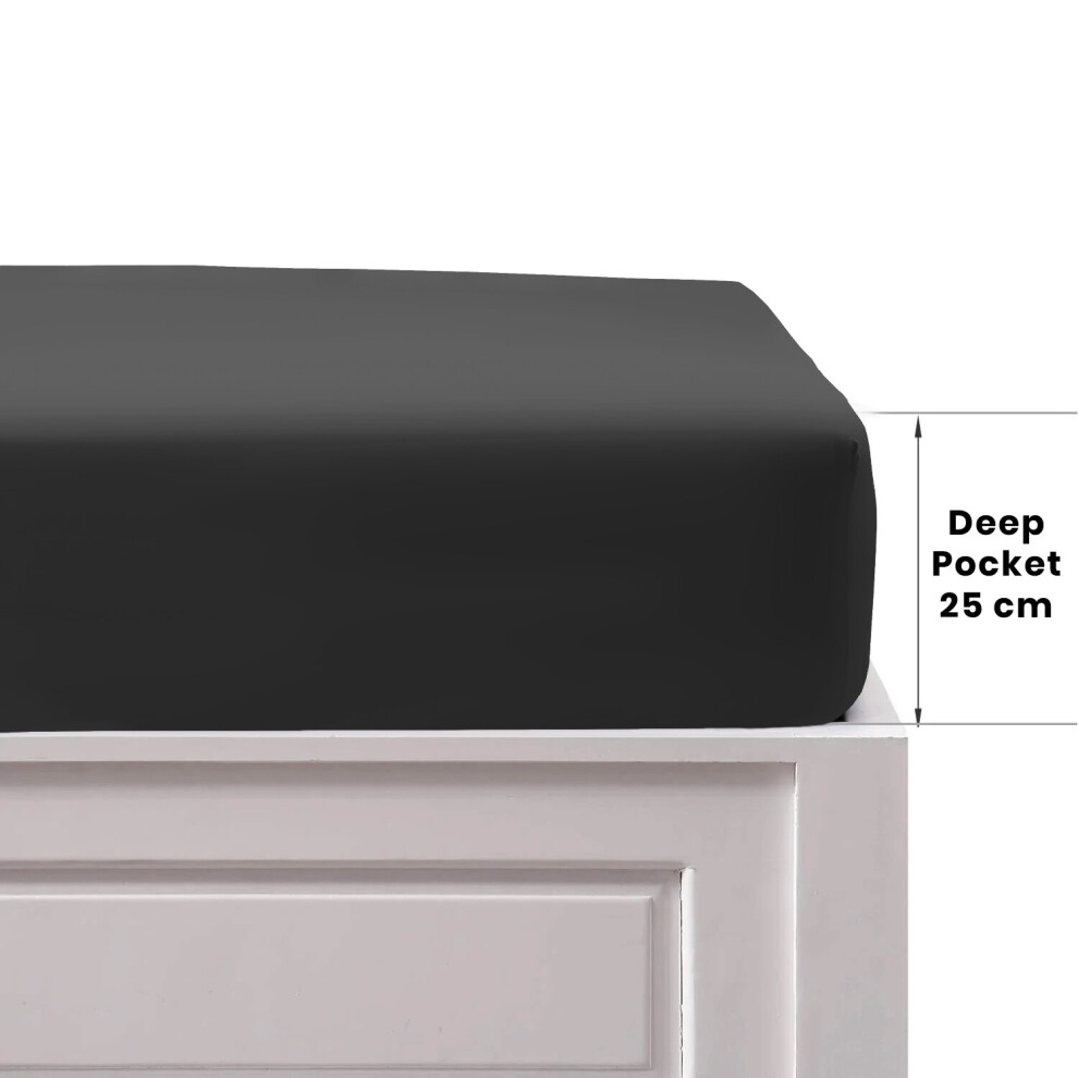 (Single (91 x 190 cm), Charcoal) Bed Fitted Sheets Single Double King Super King UK-image-OPC-PBWSYPJ-NEW