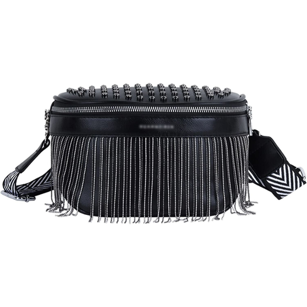 Women Waist Bag Girls Leather Fanny Pack Glitter Tassel Crossbody Shoulder Bag Rivet Chest Bag-image-OPC-PBWT2RJ-NEW