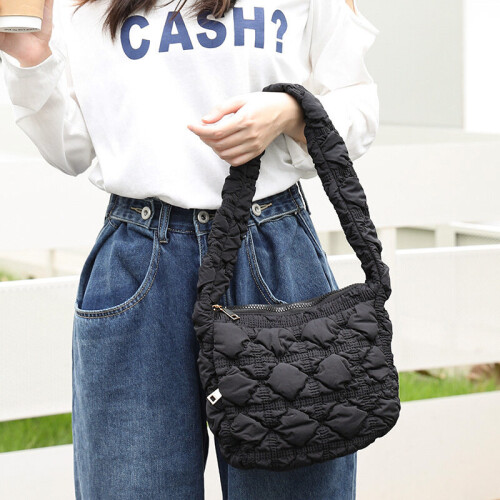 Casual Hobos Nylon Quilted Women Shoulder Bags Padded Lady Handbags Down Cotton Crossbody Bag Small Puffy Tote Purses