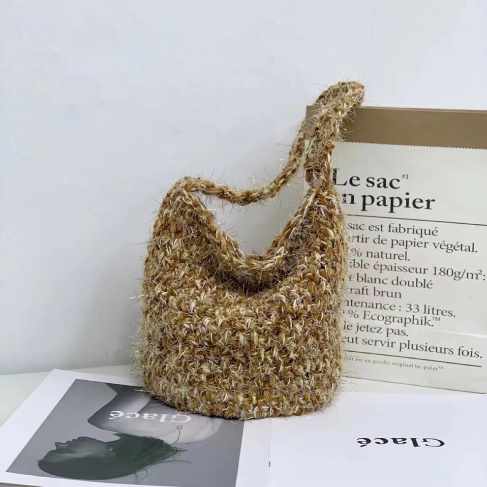 Blingbling Small Fragrance Plush Shoulder Bag Women Thread Handbag Winter Niche Woven Ladies Hand Bags-image-OPC-PBWT7C8-NEW
