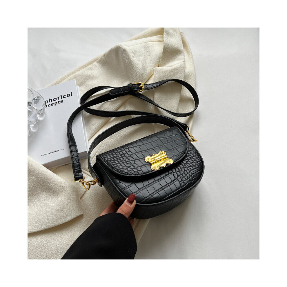 Advanced Texture Niche Crocodile Pattern Bag Female Autumn/winter Messenger Bag Saddle Bag Shoulder Bag-image-OPC-PBWT7FY-NEW