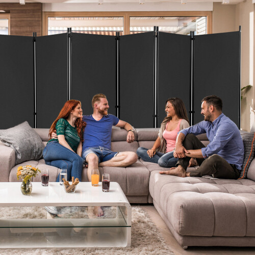 Costway 6-Panel Folding Room Divider Rolling Privacy Screen w/ Lockable Wheels 2