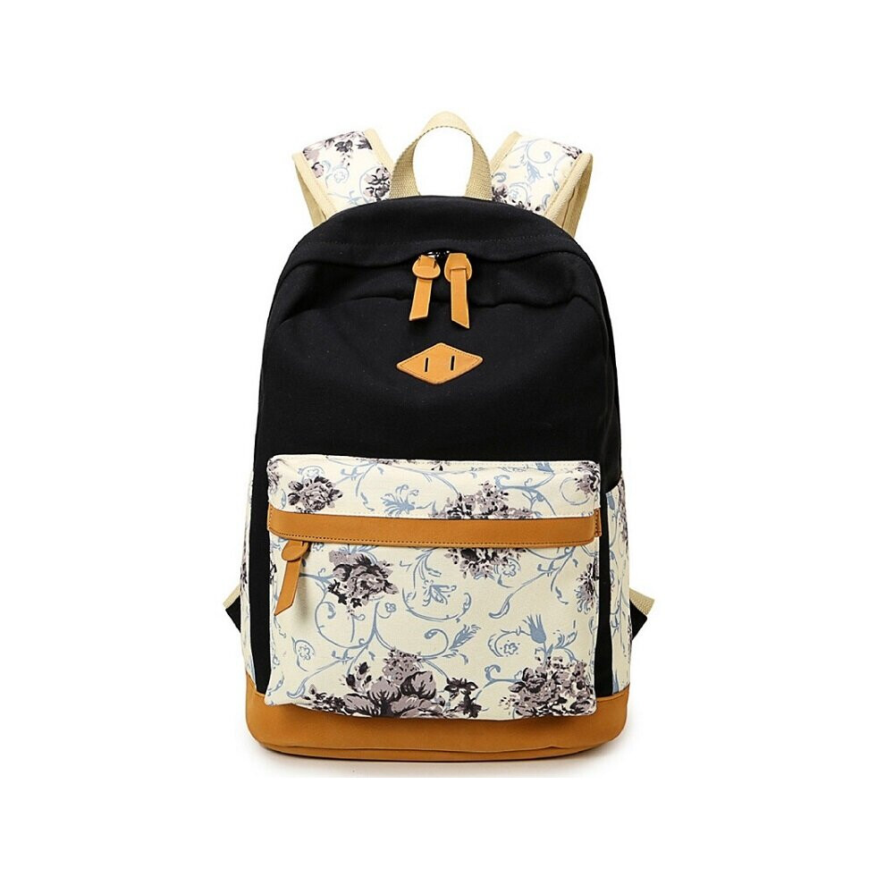 M046 Flower Women Backpack for School Teenagers Girls Vintage Stylish School Bag Ladies Canvas Backpack Female Back Pack-image-OPC-PBWTFS7-NEW