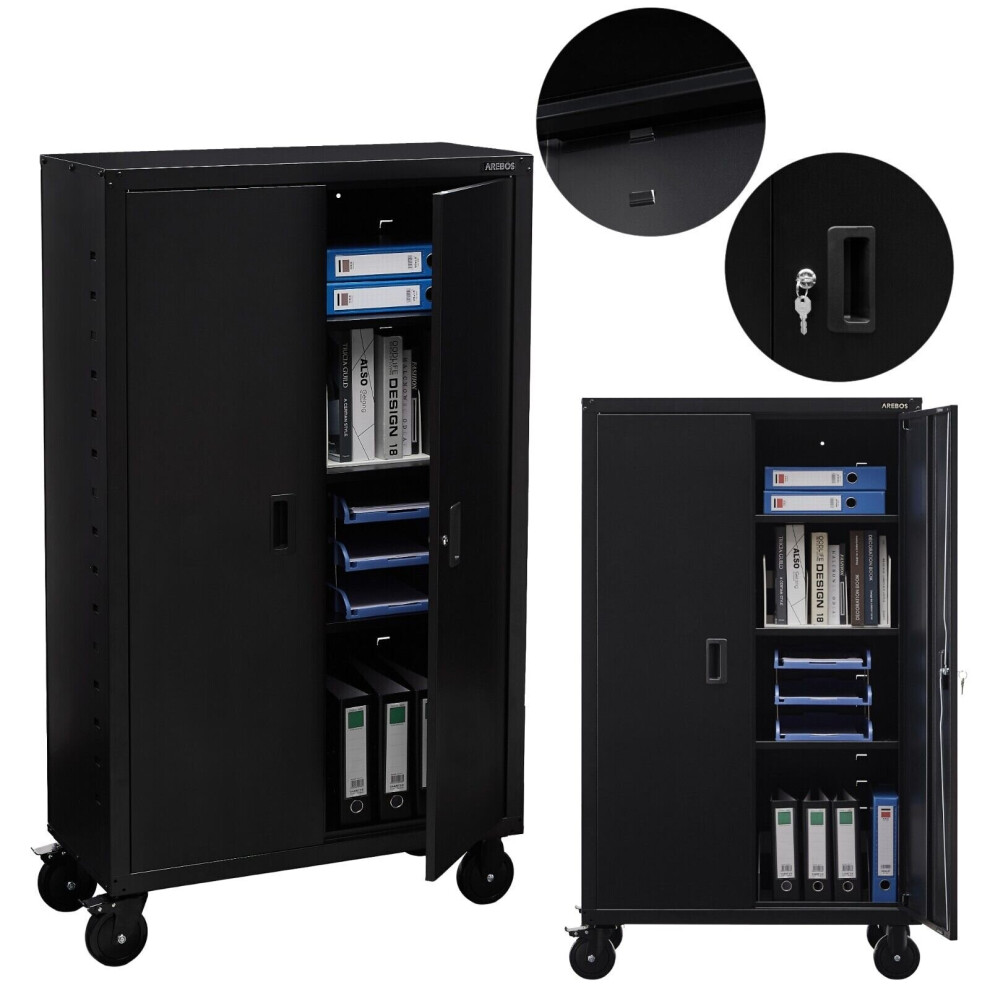 AREBOS Filing cabinet Office cabinet Storage cabinet Material cabinet Steel cabinet - Black