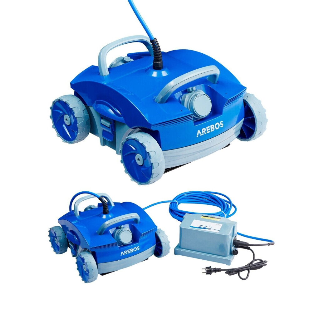 AREBOS Automatic Pool Robot | Pool Runner for pools up to max. 50 m³ | Pool Vacuum Cleaner Floor Cleaner | 2 Cleaning Modes
