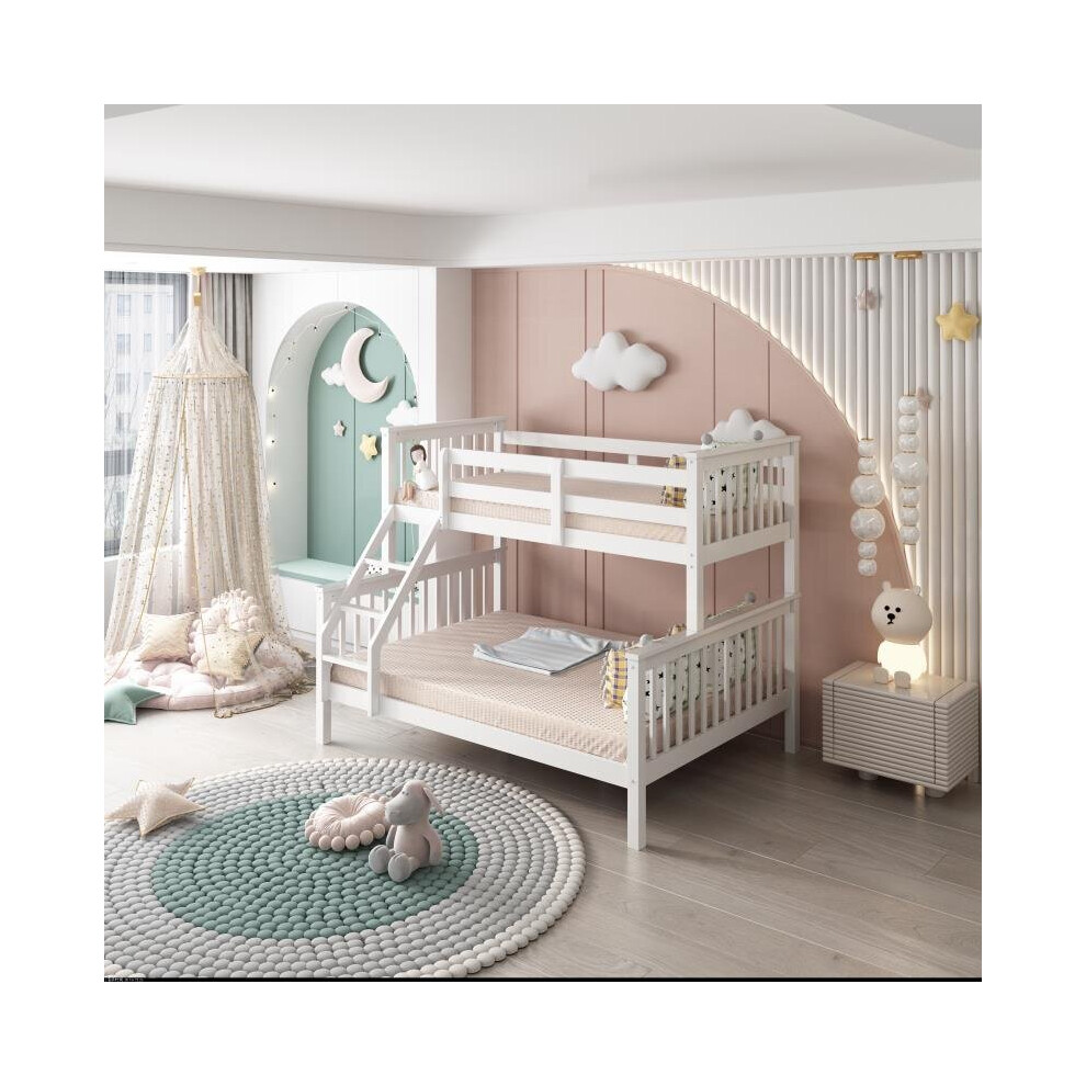 Triple Bunk Bed Children Bedroom Furniture Pine Frame 3FT Double 4FT6