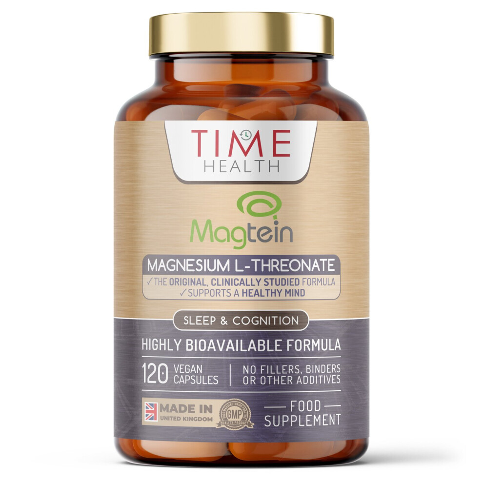 Time Health Magnesium L-Threonate - Cognitive & Sleep Support - Highly Bioavailable - Providing 151Mg Elemental Magnesium Per Dose - 120 Capsules