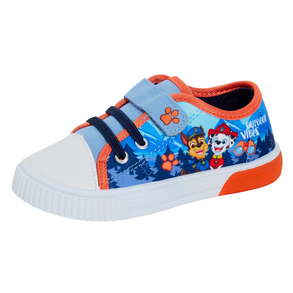 (10 UK Child) Boys Paw Patrol Light Up Canvas Trainers with Lights Chase Marshall Canvas Pumps