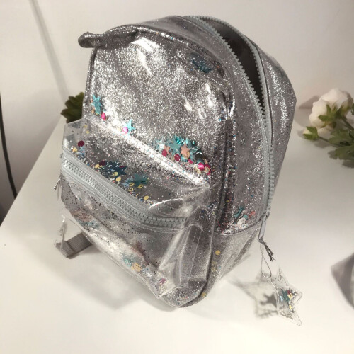 Silver cat ear glitter mini backpack ladies children glitter glitter sequin school backpack