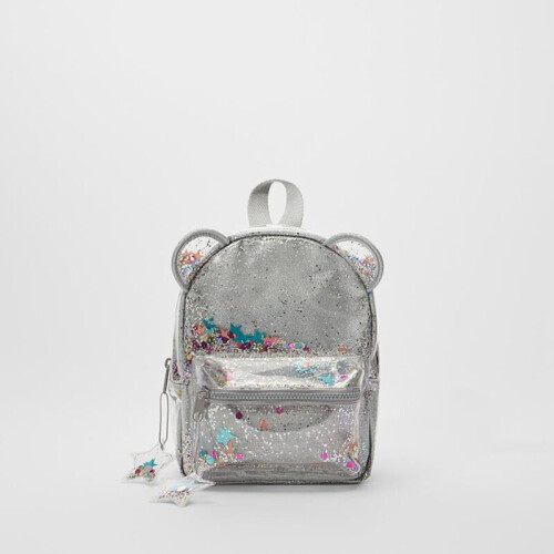Silver cat ear glitter mini backpack ladies children glitter glitter sequin school backpack 1