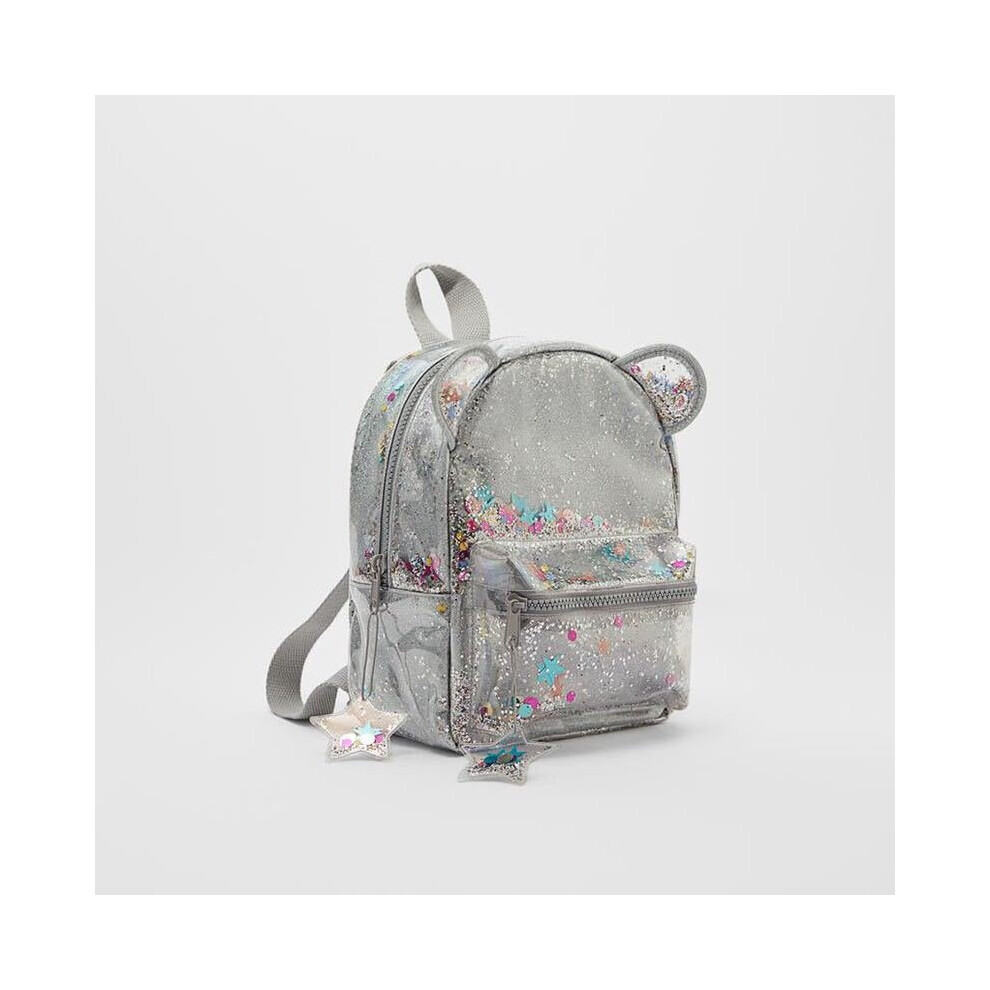 Silver cat ear glitter mini backpack ladies children glitter glitter sequin school backpack on OnBuy