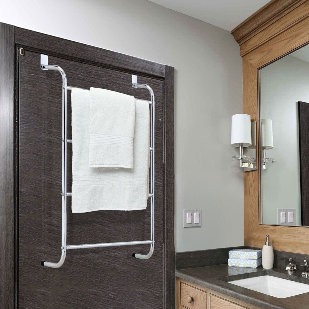 Y Homeware 4 Tier Over Door Hanging Towel Rail Bathroom Towel Holder Rack