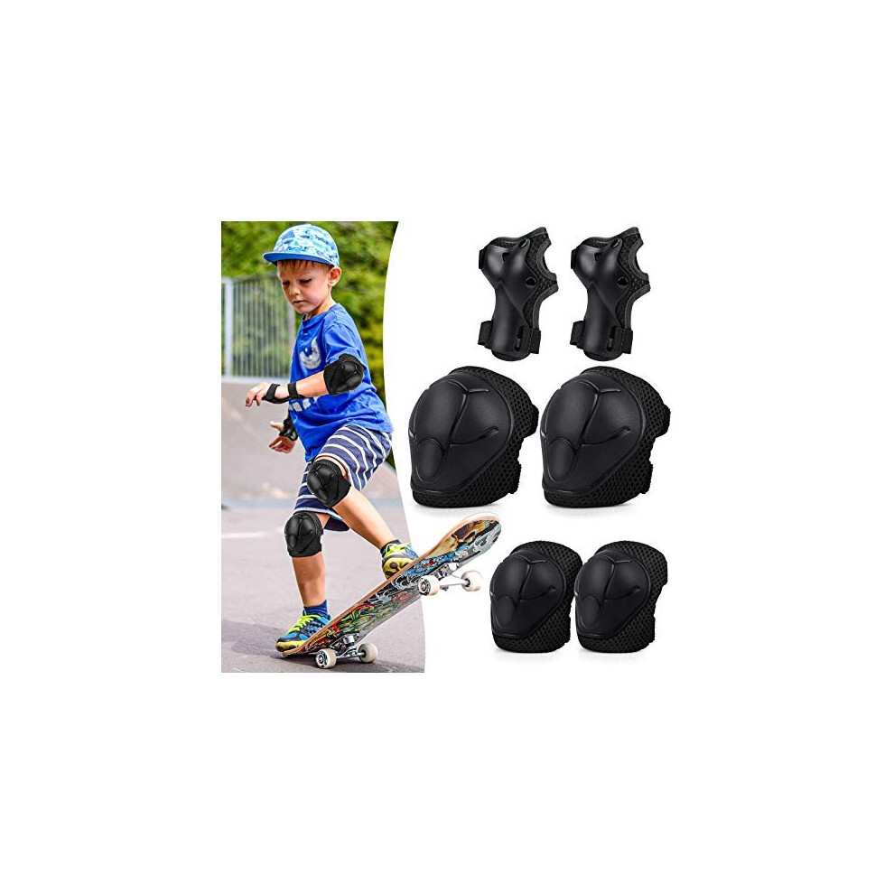 Protective Knee Pads Set kids knee and elbow pads and Elbow Pads Wrist Guard Protector 6 in 1 Protective Gear Set for Scooter Skating, Biking