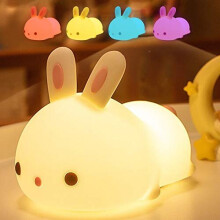 LED Newborn Kids Night Light Remote Control Soft Bedside Lamp 7 Color Adjustable Brightness,USB Rabbit Bunny Night Light for Childrens Room Christmas