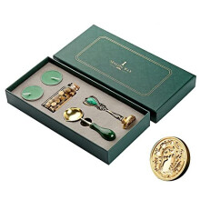 Wax Stamp Seals Kit with Cat Stealing Stars Design,Spoon,Bottled Wax pellets,Handle 拢卢Gift Box for Decoration of Envelopes Invitations