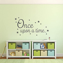 Once Upon a Time Decal Book Corner Quote Vinyl Wall Sticker Living Room Tile Kids Wall Environmental Ceiling Sticker Gray 29X16CM