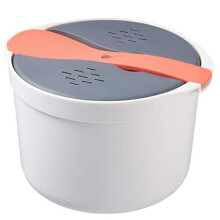 Microwave Rice Cooker Rice Steamer Multifunctional Cookware Steamer with Strainer Lid and Multifunctional Cookware Steamer (Orange)