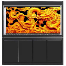 Golden Dragon Relief Aquarium Background Poster Fish Tank Decorations Landscape, PVC Self Adhesive Terrarium Sticker, Reptile , 36''x24''(91x61cm)