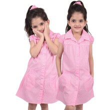 (9-10 Years, Baby Pink) Girls School Uniform 2 Pack Pleated Gingham Dress