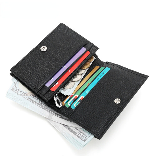 First layer leather cardholder folded wallet purse 1