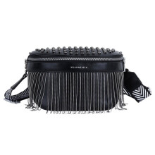 Big Woman Bling Chest Bag PU Tassel Leather Large Capacity Crossbody Messenger Waist Casual Rivet Desing Travel