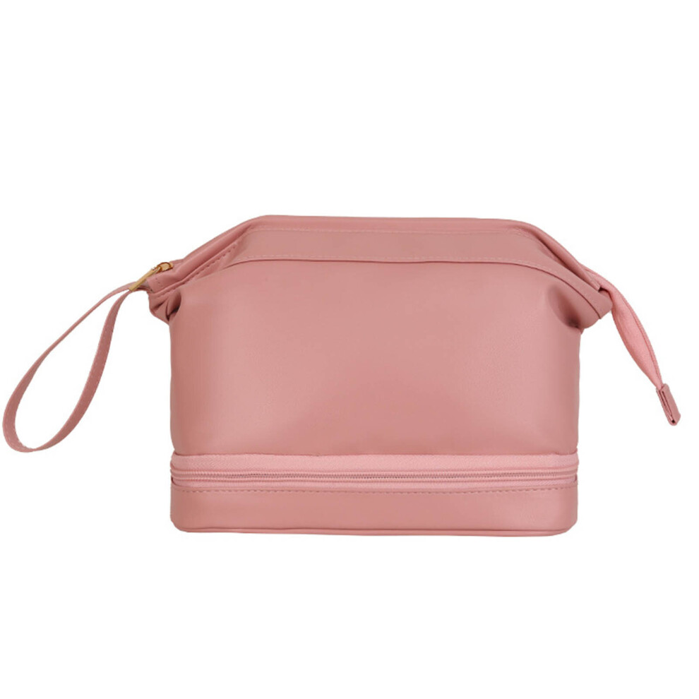 Pink Yunduo Double-Layer Cosmetic Bag Female Female Makeup Box Large-Capacity Dust-Proof Wash Bag Yunduo Portable Storage Bags