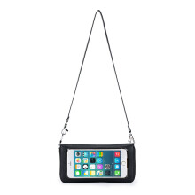 Cow Leather Women RFID Mobile Cell Phone Bag With Clear Window Multi-Functional Shoulder Bags Purse Wallet Case