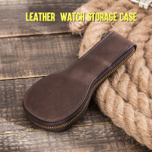 1 Pcs Leather Watch Storage Case Men Watch Holder High Zipper Case Vintage Jewelry Storage Box