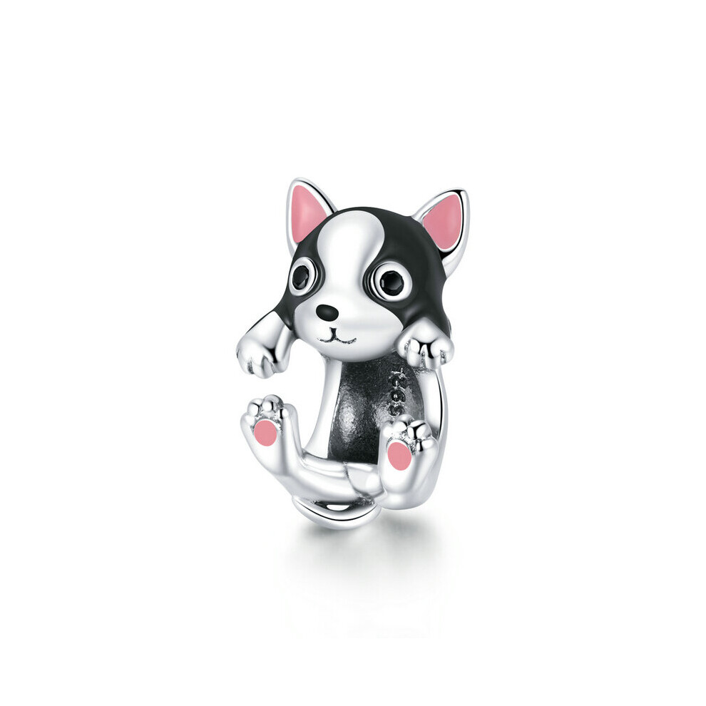French Bulldog Wrap Charm Bead Pet Animal Dog Genuine 925 Sterling Silver Compatible With Pandora Bracelets