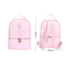 (Pink-No Need Custom) Personalized Embroidery Kids Dance BackBag for Girls Ballerina Pink Duffel for Ballet Class Crossbody Ballet Handbag Backpack
