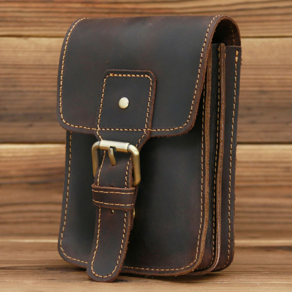 Mens Vintage Crazy Horse Leather Wallet Waist Bag Leather Waist Pack Pouch Male Retro Fanny Pack Mini Phone-image-OPC-PBWWH9K-NEW
