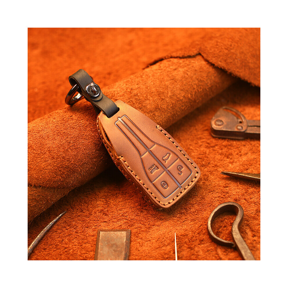 Crazy Horse Leather Auto Car Styling Key Case For Hongqi Hs5 19 Faw Hs7 Hs9 Car Holder Shell Remote Cover Keychain Multicoloured 885662729441