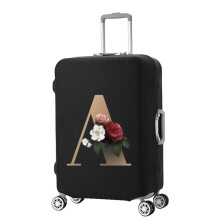 (8GoldA Beige-L) Letter Luggage Cover Thicker Protective Cover Elastic Luggage Cover for 18-32 Inch Protective Cover Travel Accessories