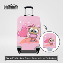(Beige-L) Cartoon Animal Luggage Cover Apply For 18-30 inch Suicase Owl Elastic Luggage Protective Dust Cover Travel Accessories