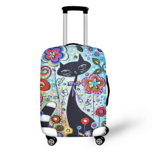 (HTHAD013F26 light blue-L) Twoheartsgirl Travel Luggage Cover Abstract Cat Pattern Elastic Baggage Protective Covers Suitable 18-32 Inch Basic Accessories