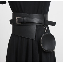 Womens Runway PU Leather Small Round Bag Cummerbunds Female Dress Corsets Waistband Belts Decoration Wide Belt