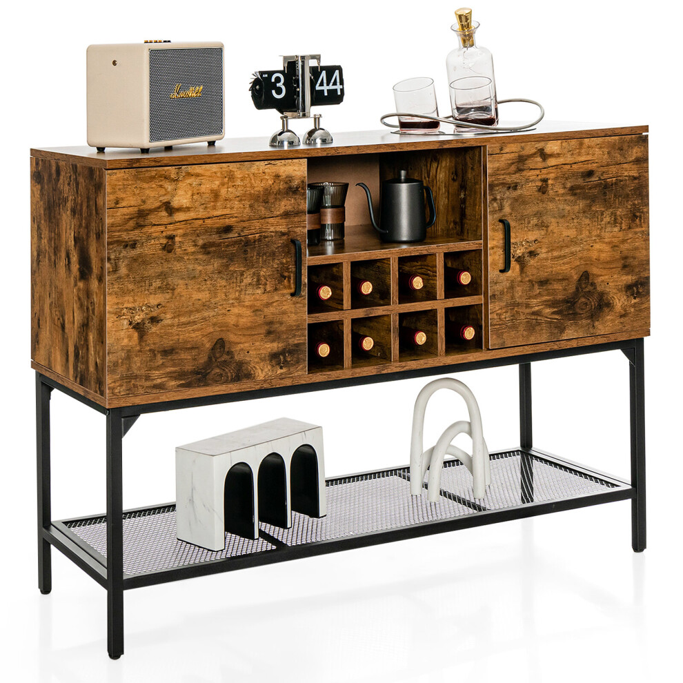 Industrial Buffet Sideboard Freestanding Kitchen Cupboard w/ Wine Rack