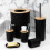 (Black) 6pcs Bathroom Accessories Set Bin Soap Dispenser 1