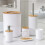 (White) 6pcs Bathroom Accessories Set Bin Soap Dispenser 1
