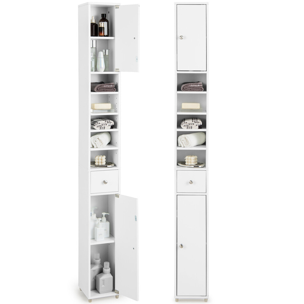 Costway Bathroom Tall Cabinet Freestanding Storage Cabinet Organizer W/ Drawer