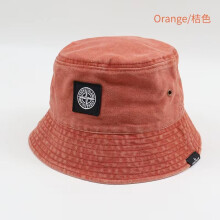 (Orange wash Bucket hat) Unisex Stone Island Retro Style Fisherman's Hat Men And Women Outdoor Bucket Hat