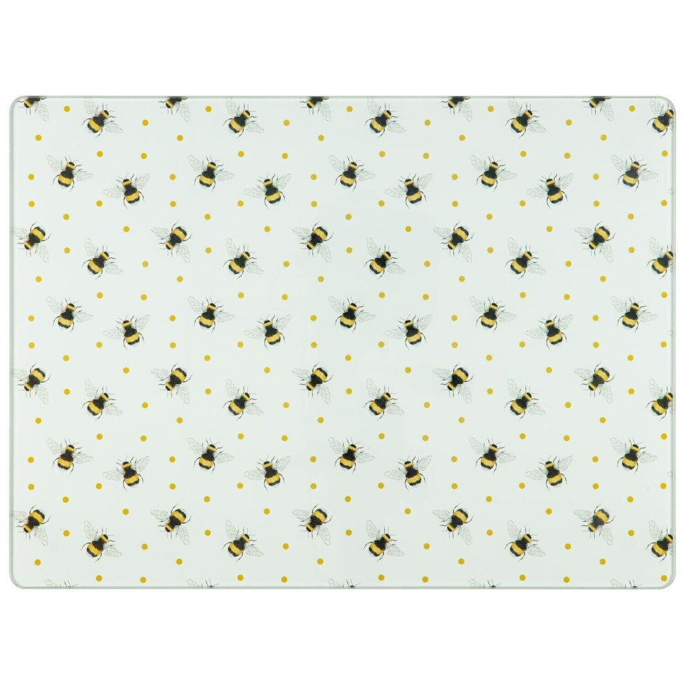 Tempered Glass Chopping Board Kitchen Chopping Board Worktop - Bee 38 x 28cm