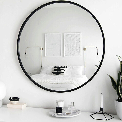 50cm Round Wall Mounted Mirror Bathroom Bedroom Makeup Dressing Mirror 2